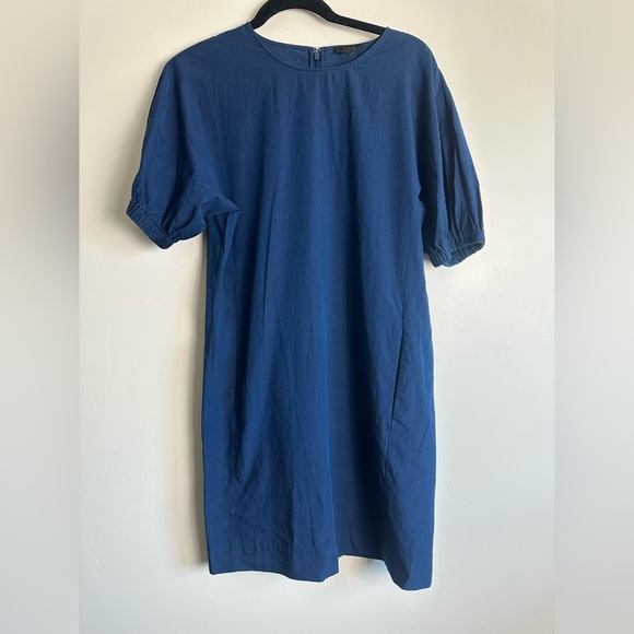 COS Gathered Kimono Sleeve Blue Cotton Dress Size 2 - Picture 3 of 6